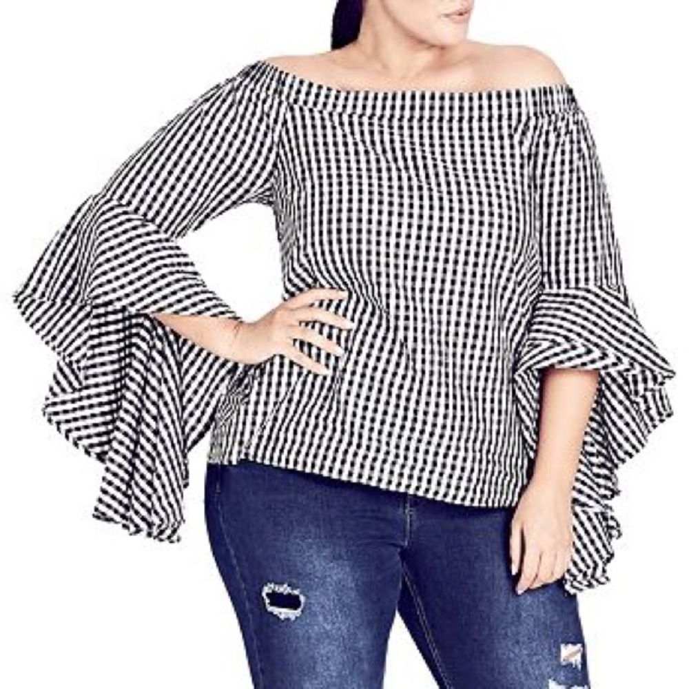 City Chic Gingham Top